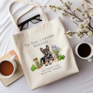 Tote Bag Nom de la ferme allemande Shepherd Herbs en pots