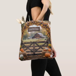 Tote Bag Nom de la ferme d'automne sur la porte