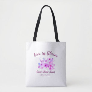 Tote Bag nom de la fête de mariage bohème rose en fleurs ré