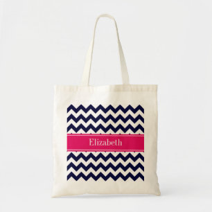 Tote Bag Nom de la framboise bleu blanc de la marine Monogr