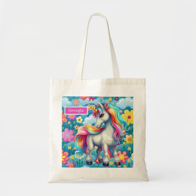 Tote Bag Nom de la licorne de l'imaginaire mignon (Devant)