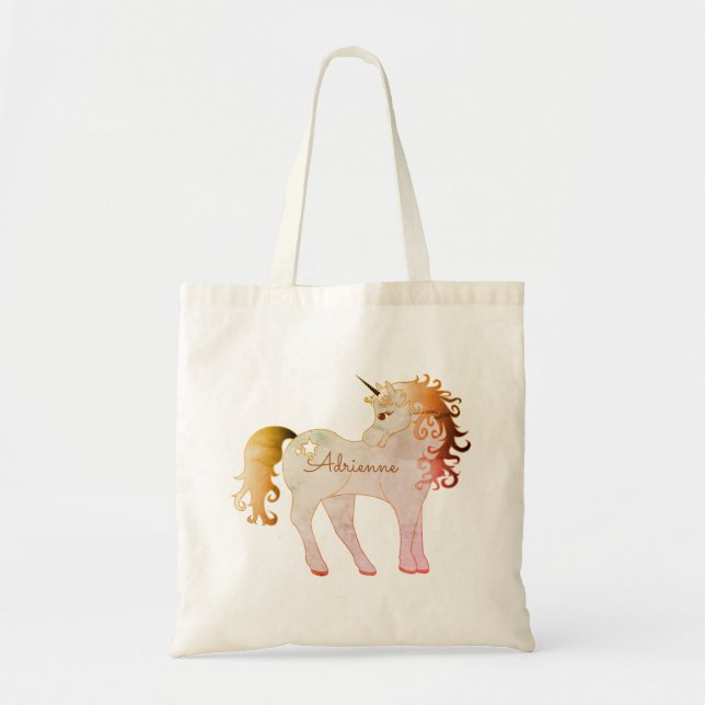 Tote Bag Nom de la licorne lunaire Monogramme (Devant)