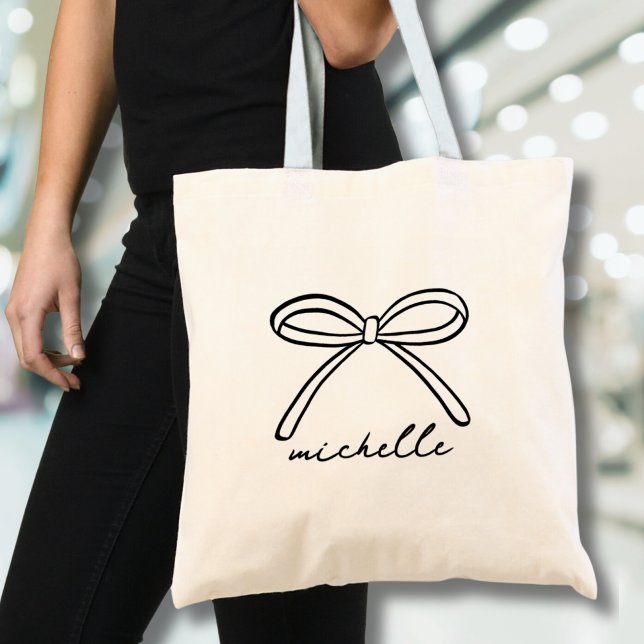 Tote Bag Nom de la patte dessinée minimaliste (Minimalist Hand Drawn Bow Name Tote Bag)
