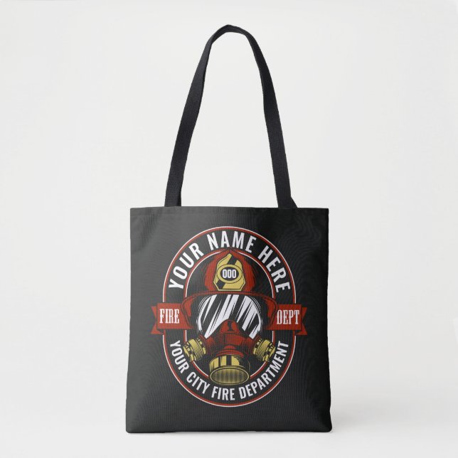 Tote Bag NOM DE LA Personnaliser Secourt d'incendie du masq (Devant)