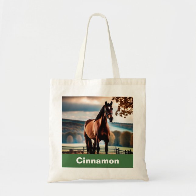 Tote Bag Nom de la photo de votre cheval (Devant)