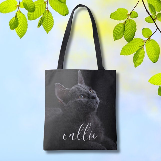 Tote Bag Nom de la photo du chat de familier (Custom Photo Tote Bag)