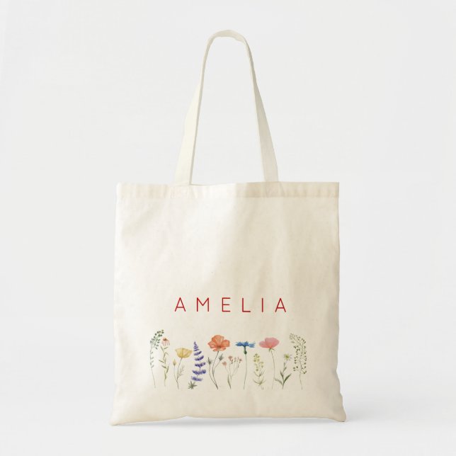 Tote Bag Nom de la servante Fleur sauvage rustique (Devant)