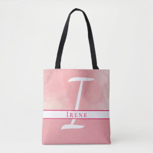 Tote Bag Nom de l'aquarelle rose