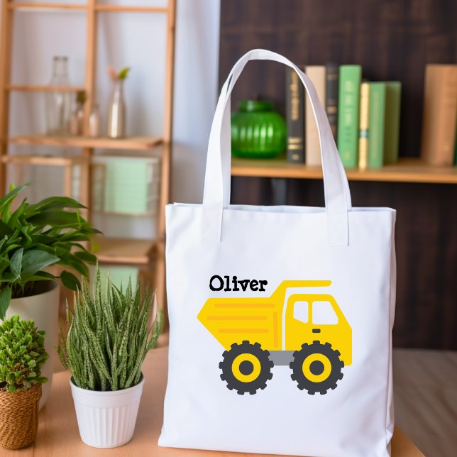 Tote Bag Nom de l'école jaune du camion de vidange (Créateur téléchargé)