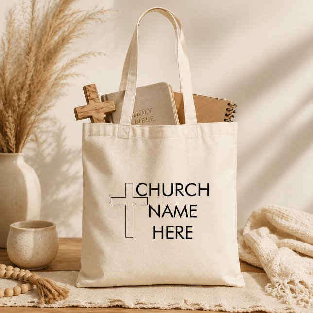 Tote Bag Nom de l'église avec la croix chrétienne (Créateur téléchargé)