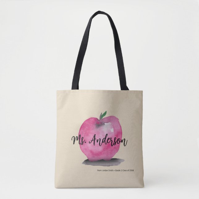 Tote Bag Nom de l'enseignant Apple personnalisé de l'étudia (Devant)