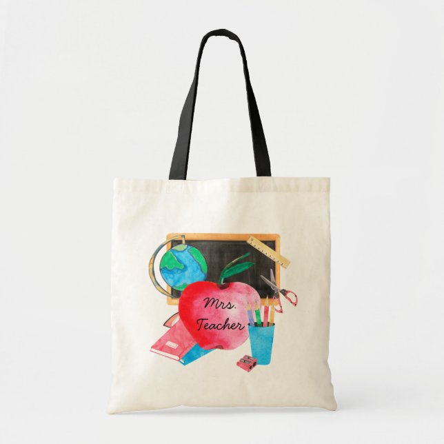 Tote Bag Nom de l'enseignant personnalisé École personnalis (Devant)