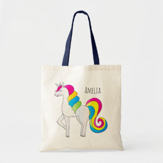 Tote Bag Nom de l'Unicorne de l'arc-en-ciel de la petite fi