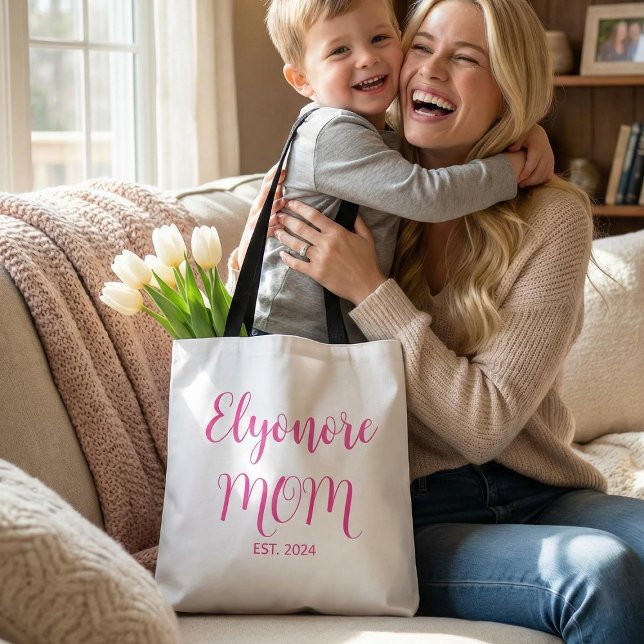 Tote Bag Nom de maman personnalisé Date d'établissement Écr (Créateur téléchargé)