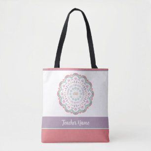 Tote Bag Nom de mandala coloré pastel pour l'appréciation d