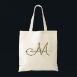 Tote Bag Nom de monogramme élégant écriture moderne tendanc<br><div class="desc">Ce sac fourre-tout personnalisé avec monogramme présente un monogramme avec une police de caractères moderne. Personnalisez-le avec votre nom et monogramme.</div>