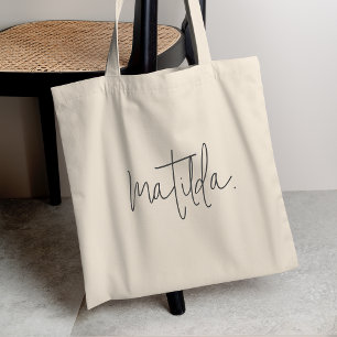 Tote Bag Nom de monogramme moderne en écriture manuscrite