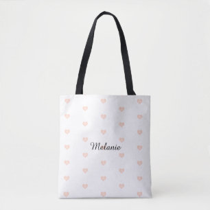 Tote Bag Nom de motif de cœur rose