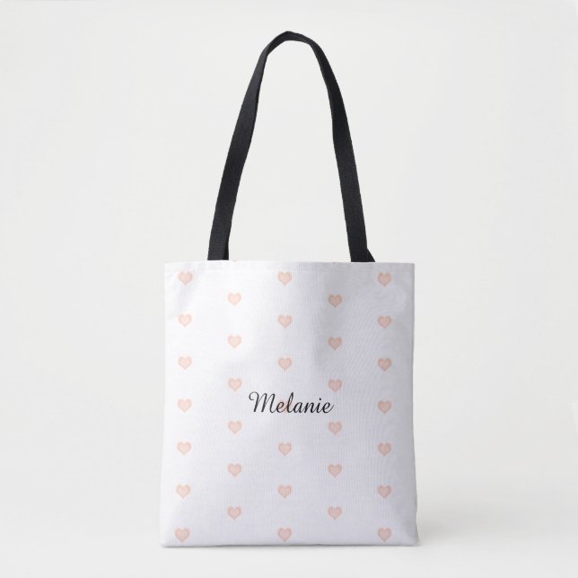Tote Bag Nom de motif de cœur rose (Devant)