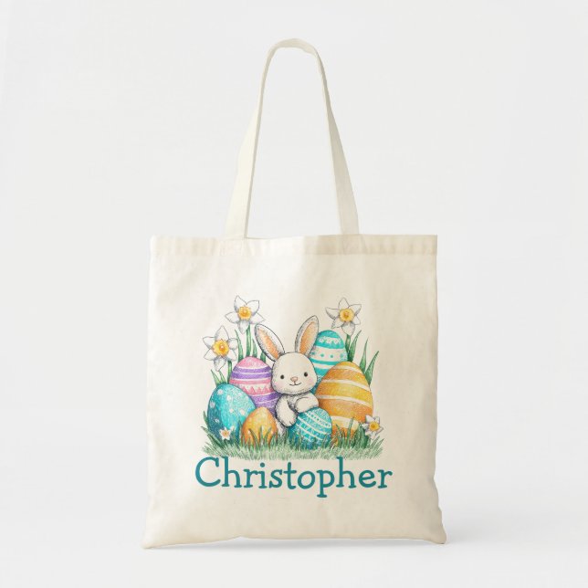 Tote Bag Nom de Pâques Enfants Garçons Lapin (Devant)