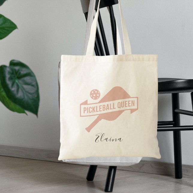 Tote Bag Nom de Pickleball Rose Pâle Pastel Branché Élégant (Créateur téléchargé)