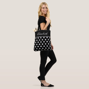 Tote Bag Nom de point Polka noir classique