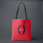 Tote Bag Nom de script de monogramme personnalisé Rouge Noi<br><div class="desc">Ce monogramme élégant et cette conception de nom de script stylé peuvent être offerts en cadeau pour un anniversaire, un mariage, une douche de mariée, un anniversaire, la fête des mères ou toute autre occasion. Il peut être personnalisé avec l'initiale et le nom de la personne. Vous pouvez modifier la...</div>
