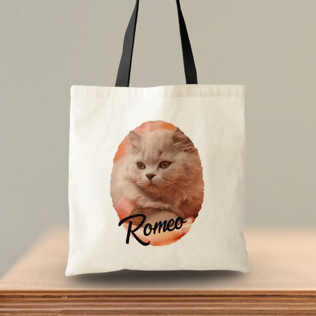 Tote Bag nom de script de photo de chat mignon (Créateur téléchargé)