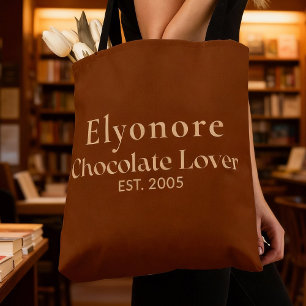Tote Bag Nom de script établi amateur de chocolat