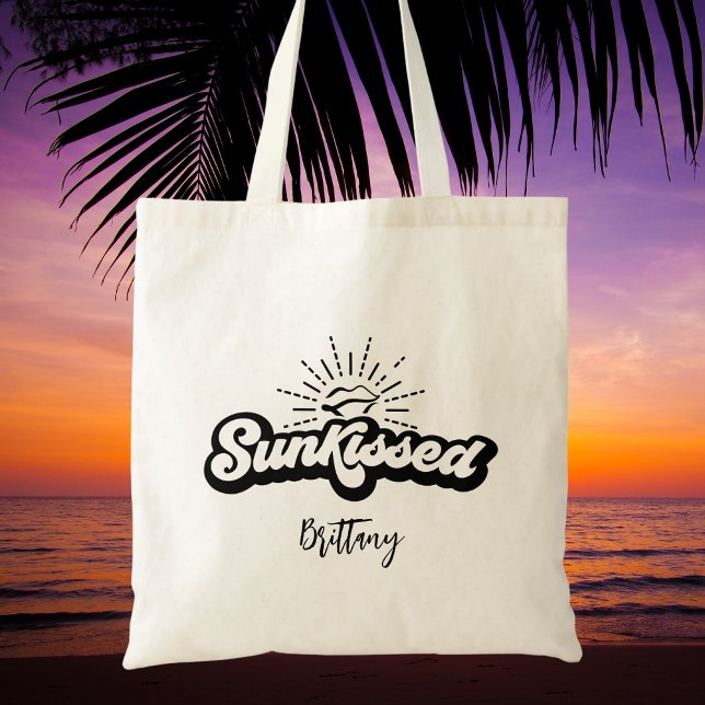 Tote Bag Nom de script moderne noir et blanc tendance  (Créateur téléchargé)