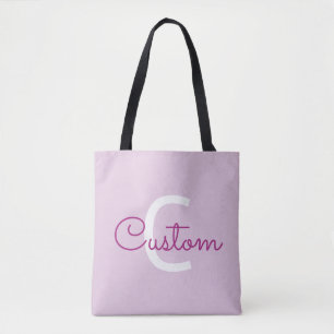 Tote Bag Nom de script & monogramme   Magenta & Violet clai