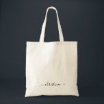 Tote Bag Nom de script personnalisé simple<br><div class="desc">Sac fourre-tout de nom de script personnalisé neutre. Simple et moderne.</div>