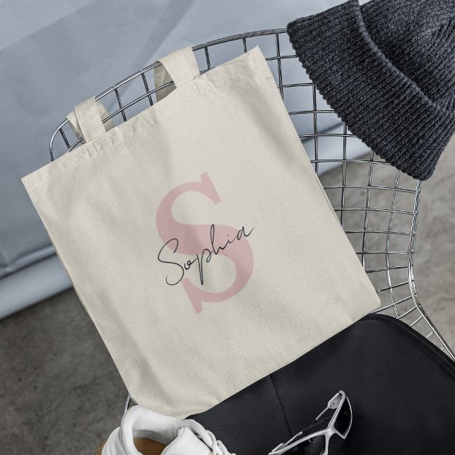 Tote Bag Nom de script tendance avec monogramme initial ros (Créateur téléchargé)