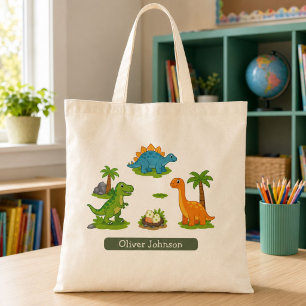Tote Bag Nom d'enfants de dinosaure mignon école
