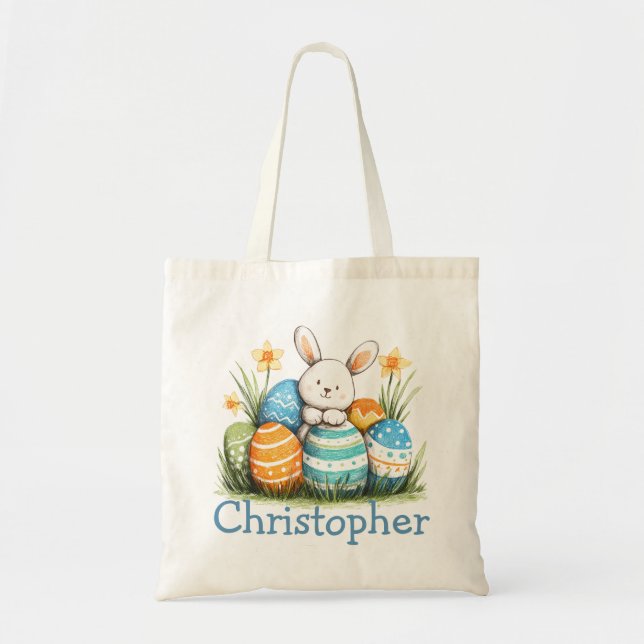 Tote Bag Nom des enfants de Pâques Garçons Lapin (Devant)