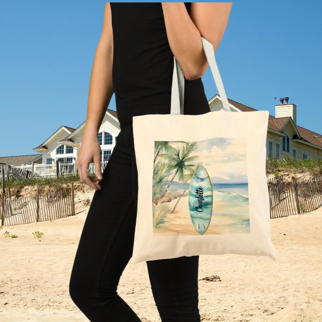 Tote Bag Nom des palmiers de plage de surbord (Créateur téléchargé)