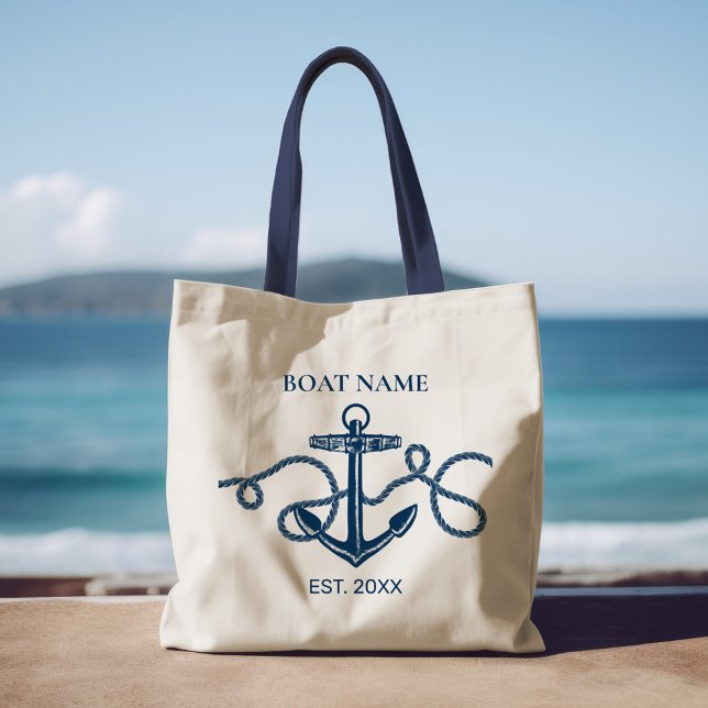 Tote Bag Nom du bateau de la corde d'Ancres nautiques (Créateur téléchargé)