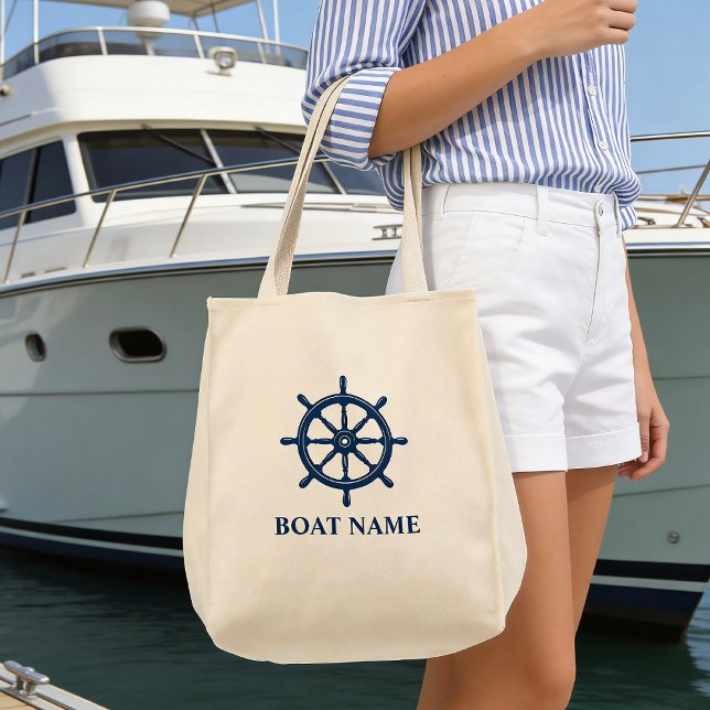Tote Bag Nom du bateau Navires Roue Helm Éco Convivial Épic (Créateur téléchargé)