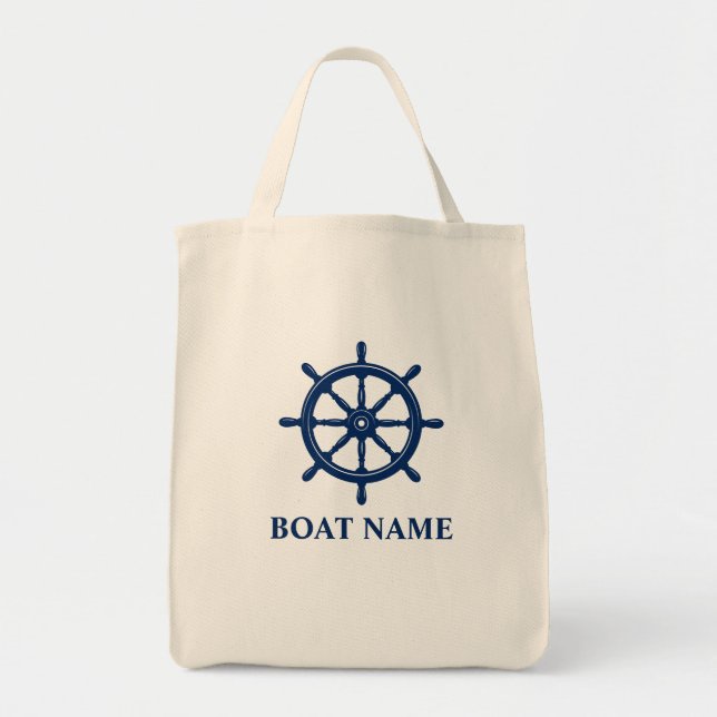 Tote Bag Nom du bateau Navires Roue Helm Éco Convivial Épic (Devant)