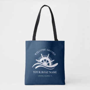 Tote Bag Nom du bateau Roue du navire nautique