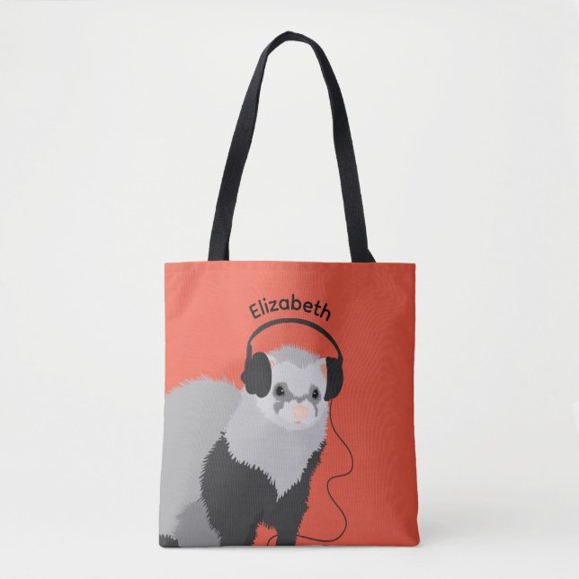 Tote Bag Nom du furet de l'amoureux de la musique (Devant)