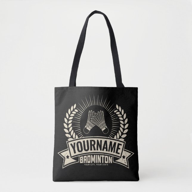 Tote Bag Nom du joueur de badminton personnalisé Racquet Sp (Devant)