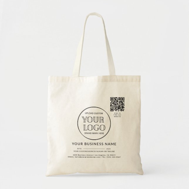 Tote Bag Nom du logo de l'entreprise Année Code QR de local (Devant)