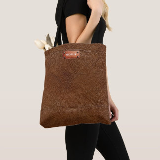 Tote Bag Nom du look en cuir Faux