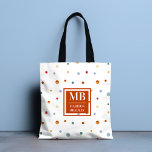 Tote Bag Nom du monogramme Aquarelle colorée Pointe de Polk<br><div class="desc">Ce design moderne est décoré d'un motif à pois aquarelle coloré sur un arrière - plan blanc. Personnalisez avec votre monogramme et votre nom en éditant le texte dans la zone de texte fournie #personalisé #personalizedcadeaux #monogram #monogrammed #initial #cadeaux #personnaldons #carrosserie #sacs #accessoires #giftsforgirls</div>