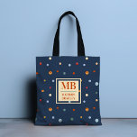 Tote Bag Nom du monogramme Aquarelle colorée Pointe de Polk<br><div class="desc">Ce design moderne est orné d'un motif à pois aquarelle coloré sur un arrière - plan bleu marine. Personnalisez avec votre monogramme et votre nom en éditant le texte dans la zone de texte fournie #personalisé #personalizedcadeaux #monogram #monogrammed #initial #cadeaux #personnalitécadeaux #fourre-tout #sacs fourre - touts #sacs #accessoires #giftsforgirls</div>