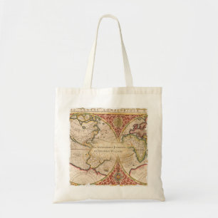 Tote Bag Nom du monogramme de la carte du monde Vintage
