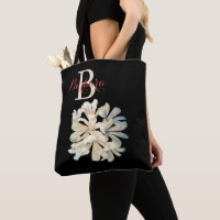 Nom du monogramme floral noir et blanc élégant