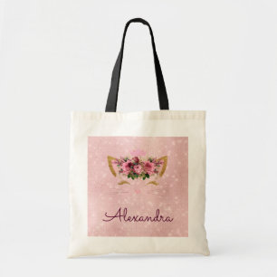 Tote Bag Nom du monogramme mignon rose Kitty