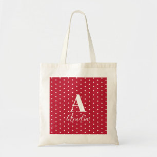 Tote Bag Nom du monogramme Pois rouges